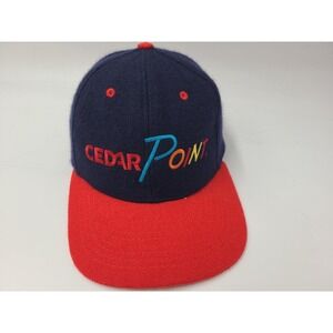 Vintage Cedar Point Strapback Adjustable Hat Cap Wool Blend Men Women Blue Red